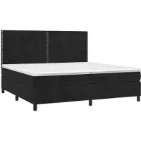 Syfax Cama box spring con colchón terciopelo negro 200x200 cm