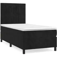 Syfax Cama box spring con colchón terciopelo negro 80x200 cm