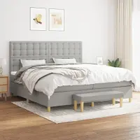 Prolenta Maison Exclusive: Base de cama con somier y colchón, color gris claro, 200 x 200 cm, tejido