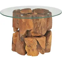 Syfax Mesa de centro de madera flotante de teca maciza 60 cm