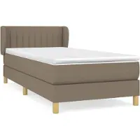 Syfax Cama box spring con colchón tela gris taupe 100x200 cm