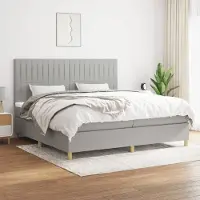 Prolenta Maison Exclusive: Base de cama con somier y colchón, color gris claro, 200 x 200 cm, tejido