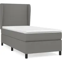 Syfax Cama box spring con colchón tela gris oscuro 100x200 cm