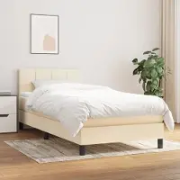 Prolenta Maison Exclusive: Base de cama con somier y colchón, color crema, 90x190 cm, material: textil