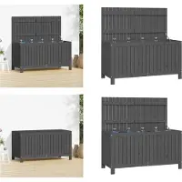 vidaXL Cofre de jardín gris de 121x55x64 cm, madera maciza de pino - Cofre de jardín - Cofres de jardín - Caja de jardín - Caja de almacenamiento para jardín