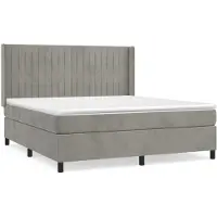 Syfax Cama box spring con colchón terciopelo gris claro 180x200 cm