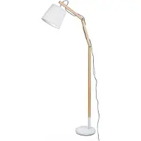 Rabalux Lámpara de pie 4192, modelo Thomas, casquillo E27, madera, color blanco, forma redonda, estilo escandinavo, diámetro 230 mm