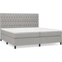 Syfax Cama box spring con colchón tela gris claro 200x200 cm