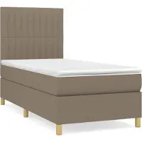 Syfax Cama box spring con colchón tela gris taupe 90x200 cm