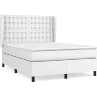 Syfax Cama box spring con colchón cuero sintético blanco 140x200cm