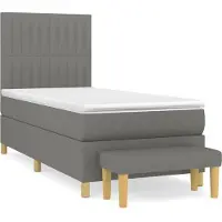 Syfax Cama box spring con colchón tela gris oscuro 90x190 cm
