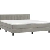 Syfax Cama box spring con colchón terciopelo gris claro 180x200 cm