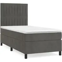 Syfax Cama box spring con colchón terciopelo gris oscuro 100x200 cm