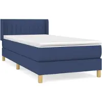Syfax Cama box spring con colchón tela azul 90x190 cm