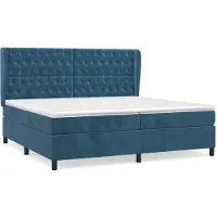 Syfax Cama box spring con colchón terciopelo azul oscuro 200x200 cm