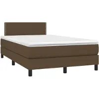 Syfax Cama box spring con colchón tela marrón oscuro 120x200 cm