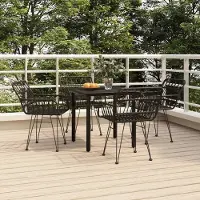 Prolenta Maison Exclusive - Juego de mesa de jardín de 5 piezas, color , fabricado con ratán sintético