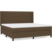 Syfax Cama box spring con colchón tela marrón oscuro 200x200 cm