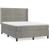 Syfax Cama box spring con colchón terciopelo gris claro 140x190 cm