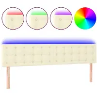Syfax Cabecero con LED cuero sintético color crema 180x5x78/88 cm