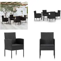 vidaXL Juego de mesa y sillas de jardín de 5 piezas, color - Juego de comedor para jardín - Conjuntos de comedor para jardín - Juego de comedor de ratán sintético - Juego de comedor para exteriores