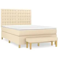 vidaXL Cama con somier y colchón de color crema, 140x190 cm, tapizada en tela