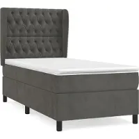 Syfax Cama box spring con colchón terciopelo gris oscuro 90x190 cm