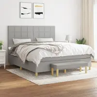 Prolenta Maison Exclusive - Base de cama con somier y colchón, color gris claro, 180 x 200 cm, tejido