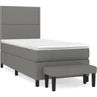 Syfax Cama box spring con colchón tela gris oscuro 90x190 cm