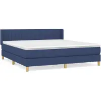 Syfax Cama box spring con colchón tela azul 160x200 cm