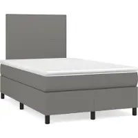 Syfax Cama box spring con colchón tela gris oscuro 120x200 cm