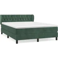 Syfax Cama box spring con colchón terciopelo verde oscuro 140x200 cm