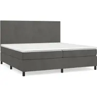 Syfax Cama box spring con colchón terciopelo gris oscuro 200x200 cm