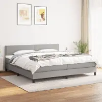 Prolenta Maison Exclusive: Base de cama con somier y colchón, color gris claro, 200 x 200 cm, tejido