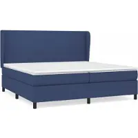 Syfax Cama box spring con colchón tela azul 200x200 cm