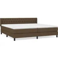 Syfax Cama box spring con colchón tela marrón oscuro 200x200 cm