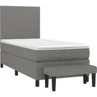 Syfax Cama box spring con colchón tela gris oscuro 80x200 cm