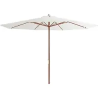 Syfax Sombrilla de exterior con palo de madera blanco arena 350 cm