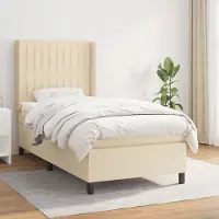 Prolenta Maison Exclusive: Base de cama con somier y colchón, color crema, 90x200 cm, material: textil