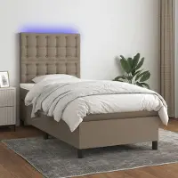 Prolenta Maison Exclusive: Base de cama con somier, colchón y luces LED, color taupe, 100x200 cm, tapizada en tela