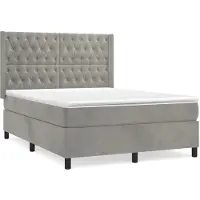 Syfax Cama box spring con colchón terciopelo gris claro 140x190 cm