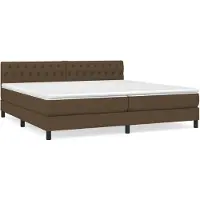Syfax Cama box spring con colchón tela marrón oscuro 200x200 cm