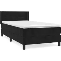 Syfax Cama box spring con colchón terciopelo negro 80x200 cm