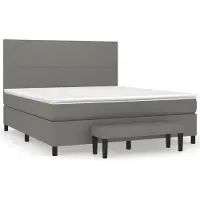 Syfax Cama box spring con colchón tela gris oscuro 180x200 cm