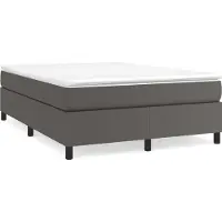 Syfax Cama box spring con colchón cuero sintético gris 160x200 cm