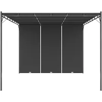 Syfax Cenador de jardín con cortina lateral gris antracita 4x3x2,25 m
