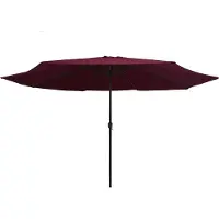 Syfax Sombrilla de jardín con palo de metal rojo burdeos 390 cm
