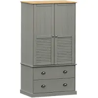 Syfax Armario VIGO madera maciza de pino gris 90x55x170 cm