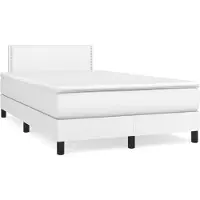 Syfax Cama box spring con colchón cuero sintético blanco 120x200 cm