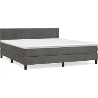 Syfax Cama box spring con colchón terciopelo gris oscuro 180x200 cm